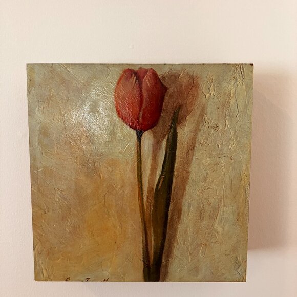 Trio of Single Tulips - Made by The Tulip Box  Montreal QC - On Wooden Block Fra - Picture 8 of 16